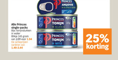  tonijn in blik 25 princes ansjovis single tonijnstukken water blikje varieeren olijfolie 