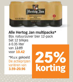  hertog jan krat bier blikjes 12 25 multipacks natuurzuiver pack liter m.u.v gekoeld varieeren 