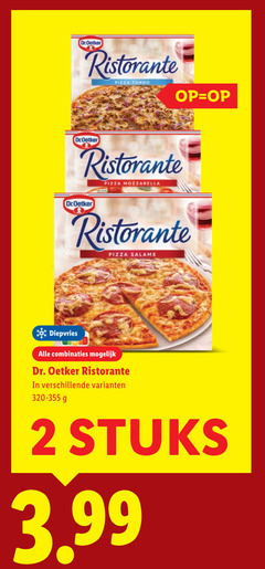  2 dr.oetker ristorante pizza tonno oetker mozzarella salame diepvries combinaties dr. stuks 3.99 