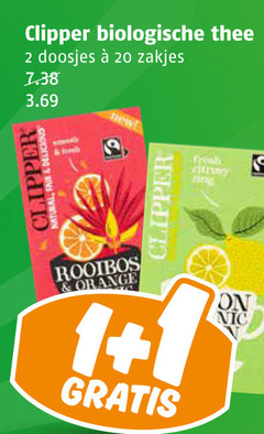  clipper thee 1 2 20 biologische doosjes zakjes natural fair fresh ring orange rooibos 