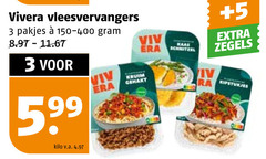 vivera vegetarisch 3 vleesvervangers 150-400 5 99 kilo v.a. kaas schnitzel zegels kruim gehakt 