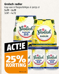  grolsch radler bier 6 25 hts3011 tray blikjes 30 33 6x 0.0 frisse citroen liter v.a. 