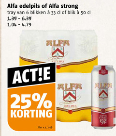  alfa blikjes bier 6 25 33 50 edelpils strong tray blikken blik edel pils liter v.a. super 