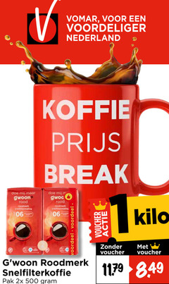  gwoon koffie 500 nederland rood roodmerk break voordeel snelfilterkoffie pak 2x voucher kilo 