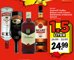  18 smirnoff vodka baileys original main b ballantines finest blender scotch whisky alcohol irish cream bacardi spiced xxl fles 1 5 liter establecido 