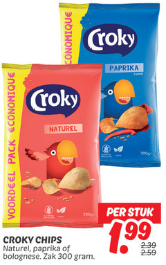  croky chips 300 voordeel pack economique naturel paprika bolognese zak flavour stuk 