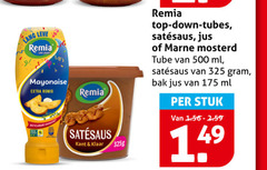  marne remia satesaus mosterd mayonaise 100 500 lang jaar romig recyclebare kant klaar top down tubes jus tube ml bak stuk 