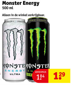  monster energiedrank 500 energy ml calorie zero sugar ultra 