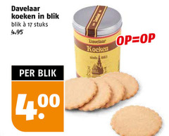 17 1883 davelaar koeken in blik e  stuks 4.95 per 4.00 sinds op   
