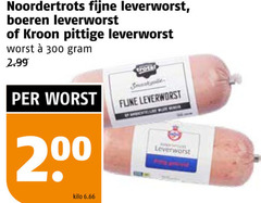  300 noordertrots fijne leverworst boeren kroon pittige worst 2 kilo trots 
