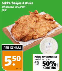 3 50 150 500 lekkerbekjes stuks schaal ca. kilo ravigottesaus bakje 