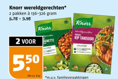  2 knorr wereldgerechten pakken indiase kip tandoori kilo v.a. m.u.v 