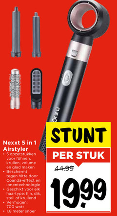  1 5 700 nexxt hairstyler opzetstukken krullen volume glad beschermt hitte effect ionentechnologie haartype fijn dik krullend vermogen watt meter snoer stuk 