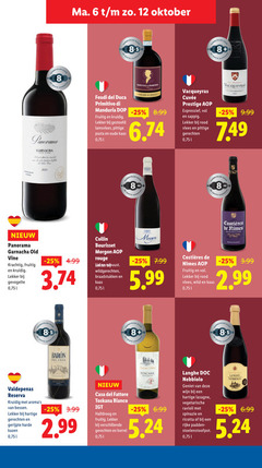 6 8 12 700 2019 2020 2023 aanbevolen door ma . t   m zo oktober 8.5 de grote hamersma aanbe 8  queyras morga panorama garnacha old vine me the feudi del duca primitivo di manduria dop fruitig en kruidig lekker bij gestoofd lamsvlees   pittige pasta oude kaas 0 75 -25   8.99 6.74 vacqueyras cuveee prestige aop cever expressief vol 9.99 sappig rood vlees gerechten 0 751 7.49 8- aanbeoor costieeres ne mes von la vall nieuw krachtig gevogelte 4.99 3.74 collin bourisset morgon rouge vokkerpuust wildgerechten braadstukken 7.99 5.99 wild produit france 3.99 2.99 un c bare n cega   ge hamersh valdepenas reserva met van bessen hartige gerijpte harde kazen casa fattore toskana bianco igt halfdroog verschillende borrel fati toscana 6.99 5.24 langhe doc nebbiolo geniet deze wijn een lasagne vegetarische ravioli spinazie ricotta of rijke padden- stoelenstoofpot santenzo