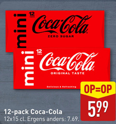 12 599 cans coca - cola zero sugar mini original taste delicious   refreshing pack 12x15 cl . ergens anders   7.69 op  