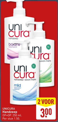  2 250 300 uni cura handzeep beschermt savon mains mild respecteert anti bacterieel klinisch bewezen unicura ml stuk 