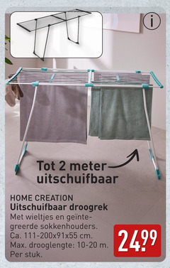  2 meter uitschuifbaar home creation droogrek wieltjes sokkenhouders ca. cm drooglengte 10-20 stuk 