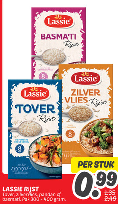 lassie rijst 8 100 300 400 basmati geur tover zilver vlies volkoren min droge korrel achterzijde serveersuggestie oosterse biefstuk tip zilvervlies pandan pak stuk 