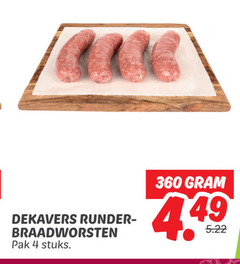  braadworst 4 360 dekavers runder braadworsten pak stuks 