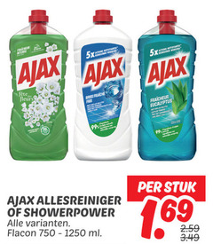  5 99 750 ajax fleurs 5x actions werking brise fraiche fris fraicheur eucalyptus allesreiniger showerpower flacon ml stuk 