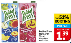  100 dubbel frisss appel perzik verfrissend boordevol framboos cranberry dubbelfrisss regular pakken liter pak 