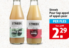  streek vit groene kart hart appel peer puur sap fles 