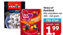  enige venco schoolkrijt zacht zoet red band dropfruit natuurlijke kleur stazakken stuk 