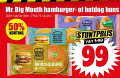  4 50 99 mr. big mouth hamburger hotdog pak stuks gourmet brioche 