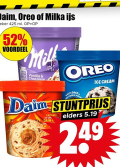  oreo milka ijsspecialiteit daim ijs beker ml voordeel with alpine vanilla milk chocolate cookie piece ice cream elders 