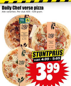  daily chef verse pizza stuk beter leven kip shoarma mozzarella tomaat basilicum meat lovers 3.99 