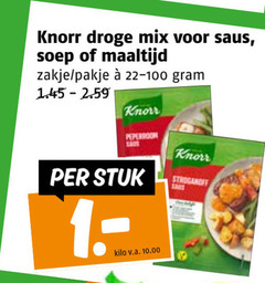  knorr soep maaltijdmix saus droge mix maaltijd zakje pakje peperroom stuk kilo v.a. stroganoff 