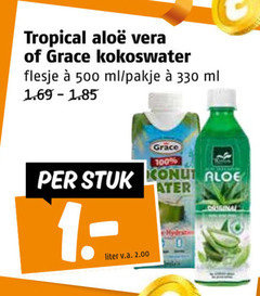  100 330 500 tropical vera grace kokoswater flesje ml pakje stuk aloe liter v.a. original 