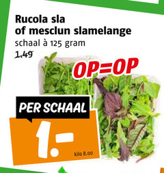  rucola sla mesclun slamelange schaal kilo 