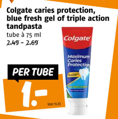  colgate tandpasta caries protection blue fresh gel triple action tube ml liter 