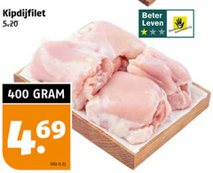 400 kipdijfilet 5.20 gram 4.69 kilo 11.73 beter leven dierscherming 