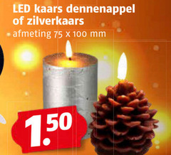  100 led kaars dennenappel zilverkaars mm 