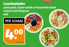  maaltijdsalade lunchsalades pasta pesto caesar salade mozzarella schaal 320 350 kilo v.a. 