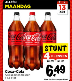  coca-cola cola 13 24 maandag coca tear sugar original taste soorten flessen liter 