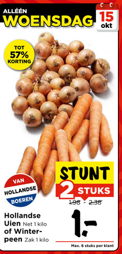  uien 1 2 6 12 15 woensdag hollandse boeren kilo winter zak stuks 