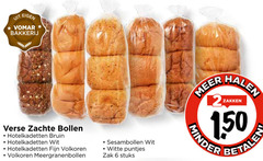 bolletjes 2 6 150 bakkerij verse zachte bollen hotelkadetten bruin wit fijn volkoren meergranenbollen sesambollen witte puntjes zak stuks zakken minder 