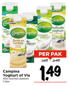  campina yoghurt vla 1 zacht luchtig vanille soorten pakken liter halfvolle pak 