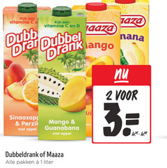  maaza dubbeldrank fruitdrank 1 2 rijk vitamine dubbel sinaasappel perzik appel mango guanabana ui nana 3. pakken liter 