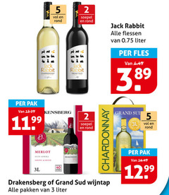  rode wijn witte 2 3 5 40 rond soepel rabbit jack chardonnay primitivo flessen liter fles pak drakensberg grand merlot zuid afrika wijntip pakken 