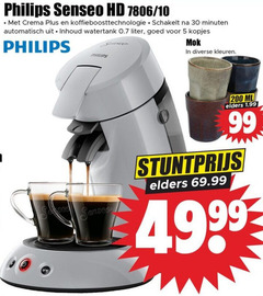  philips koffiepadmachine 5 30 99 200 senseo hd 10 crema schakelt minuten automatisch inhoud watertank liter kopjes mok kleuren ml elders 