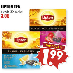  lipton thee 20 tea doosje zakjes forest fruits frutti rossi russian earl grey black 
