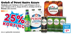  peroni grolsch speciaalbieren blikjes bier 4 6 25 30 33 45 500 nastro pak flesje blikje 50 soorten nix18 azzurro rijke herfstbok stolichnaya 6x peren pilsner kanon blik ml 