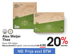  alex meijer thee 100 co. excellent quality english breakfast wd doos zakjes round envelop 