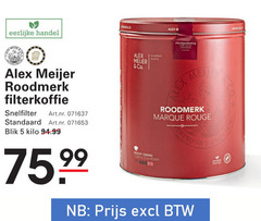  alex meijer koffie 5 eerlijke roodmerk filterkoffie snelfilter blik kilo co excellent quality medium rouge 