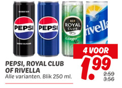 4 250 pepsi sugar royal club rivella ginger blik ml 