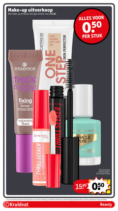  1 2 25 33 50 kruidvat make up artikelen gele sticker catrice cosmetics care primer soft tint one step skin perfector essence thick wow fixing mascara rimmel london stuk volumizing fibers thrill gloss factor miracle based lipgloss 2e halve artikel combinatie beauty 